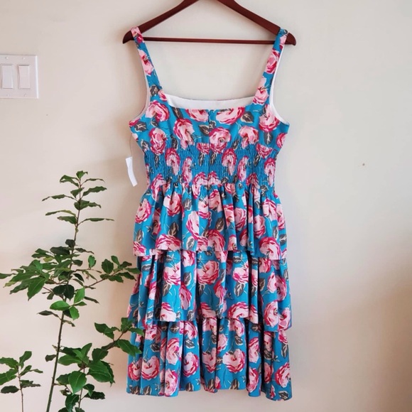 Betsey Johnson Vintage Rose Tiered Ruffle Dress Size 12 - Picture 8 of 8